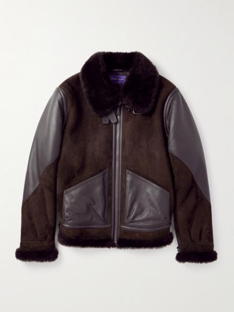 Ralph Lauren Lutton Aviator Leather-Trimmed Shearling Jacket