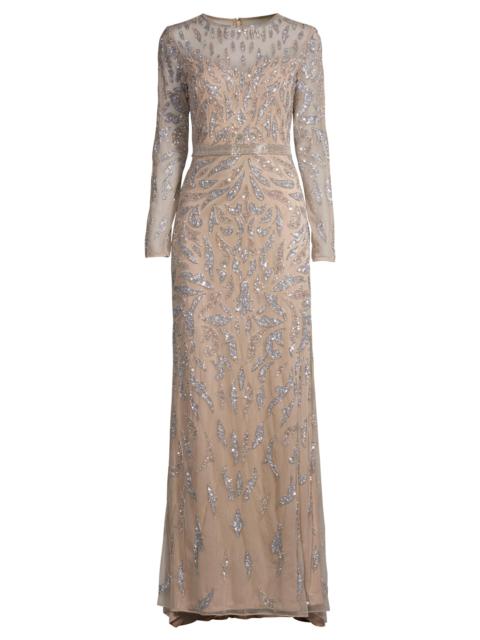 MAC DUGGAL Women's Sequin Column Gown - Mocha