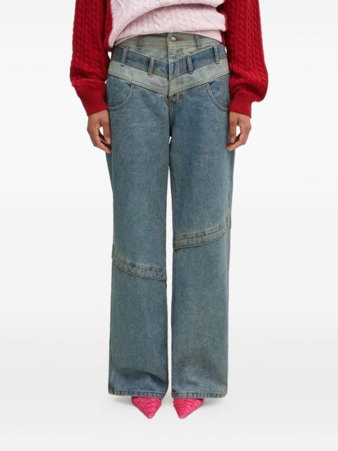 Andersson Bell apa740m layered panelled pocket wide jeans