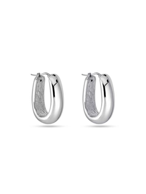 STONE AND STRAND Oblong Silver Hoops