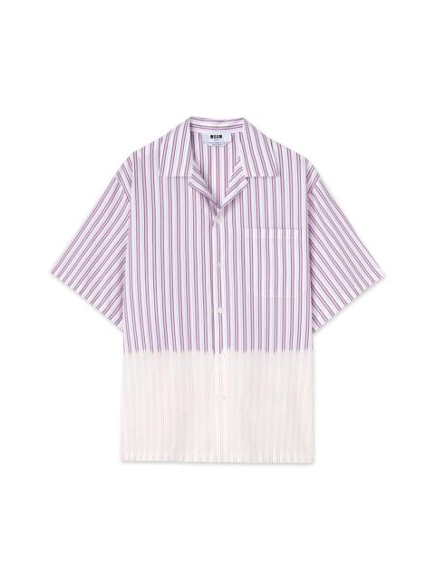 Poplin bowling shirt with faded treatment