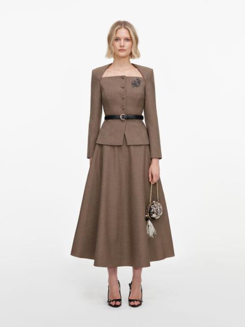 self-portrait Brown Tailored Twill Midi Dress