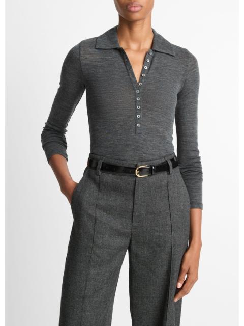 Vince Wool Long-Sleeve Polo Top