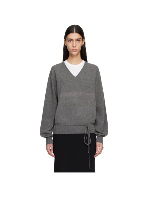LE17SEPTEMBRE Gray Cashmere Blend Wholegarment V-Neck Sweater