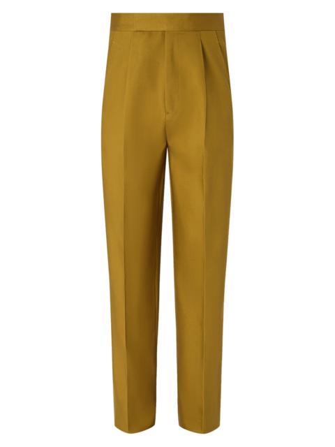 ZEGNA Men's Silk and Wool Pants - Olive Green