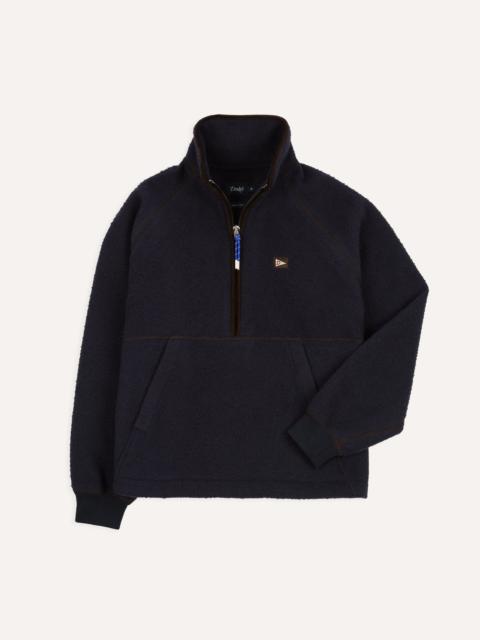 Drake's Navy Casentino Wool Half-Zip Pullover Fleece