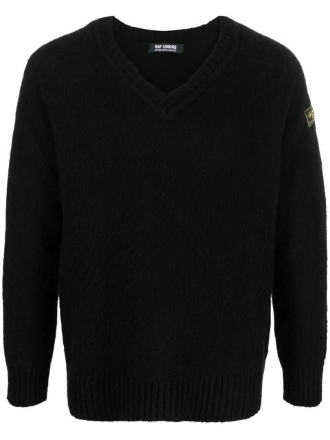 Raf Simons logo-patch V-neck jumper