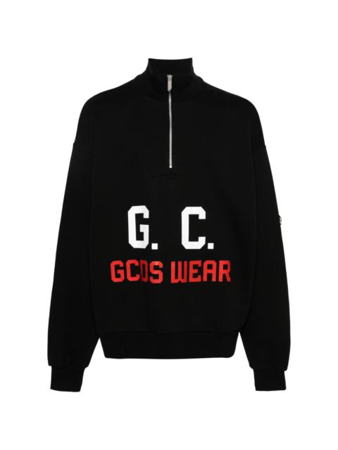 GCDS logo-print half-zipped sweatshirt