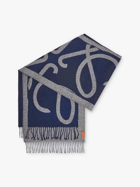 Loewe Brand-weave wool-blend scarf
