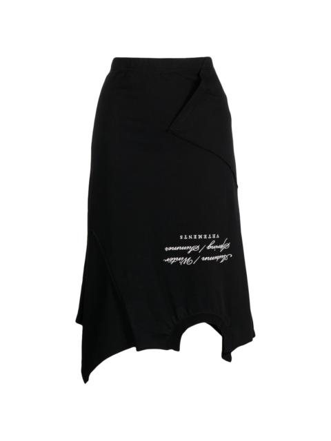 asymmetric-hem logo-embroidered skirt