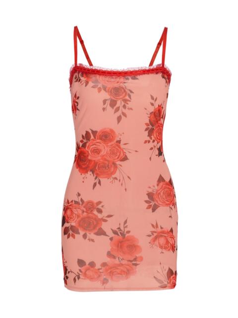 GUIZIO Women's Floral Mesh Minidress - Pink Rose