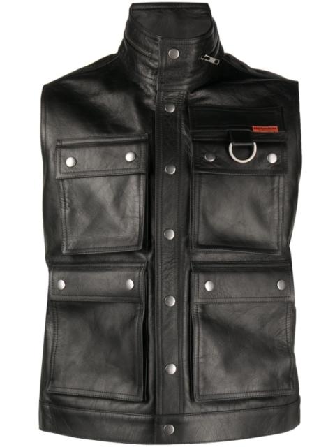 polished-finish button-fastening jacket