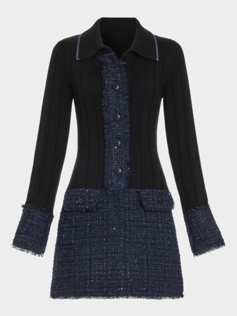 RAMY BROOK Ellen Ribbed Tweed Mini Shirtdress