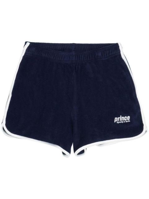 Sporty & Rich x Prince logo-embroidered cotton shorts