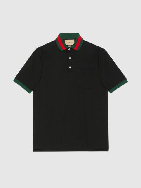 GUCCI Cotton piquet polo with Web collar