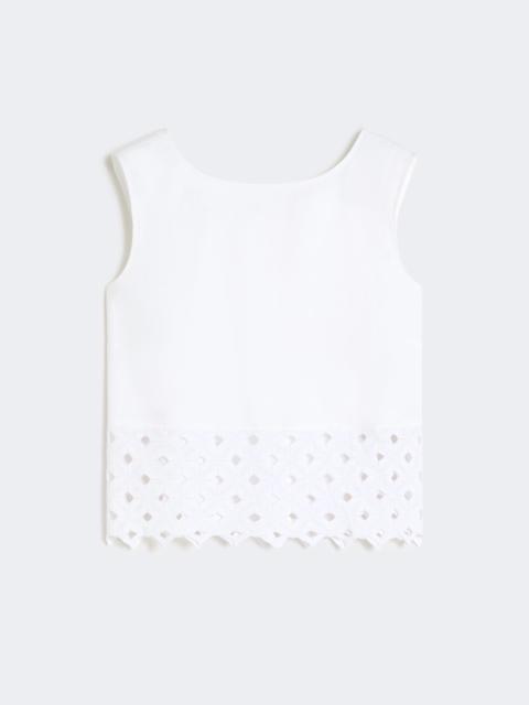 Max Mara Poplin and macramé lace top - OPTICAL WHITE