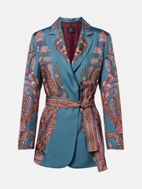 Floral printed silk blazer