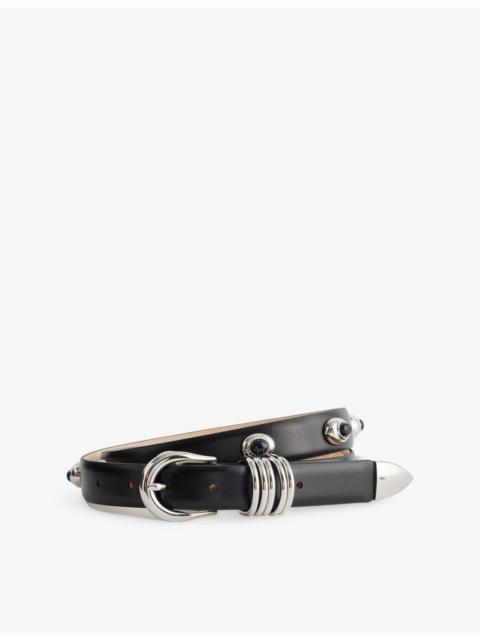 DÉHANCHE Hollyhock Stone-Embellished Leather Belt
