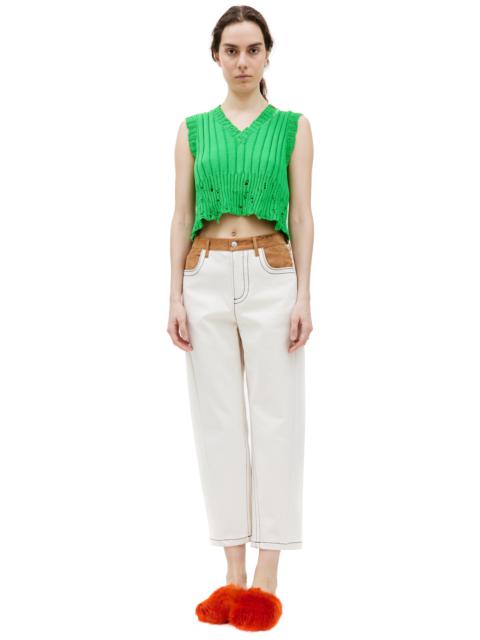 Marni STRAIGHT TROUSERS WITH CONTRAST WAISTBAND