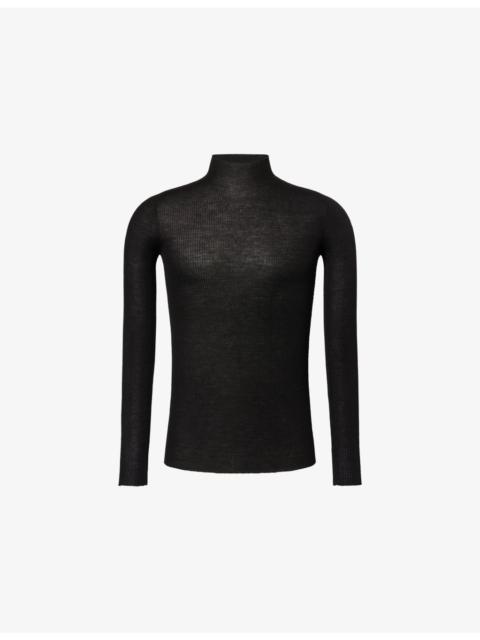 Rick Owens Turtle-Neck Ribbed Knit-Wool Top