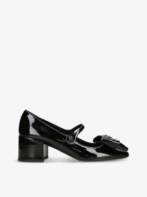 VLogo bow-embellished patent-leather heeled courts