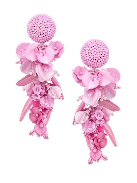Oscar de la Renta Beaded Chandelier Earrings pink