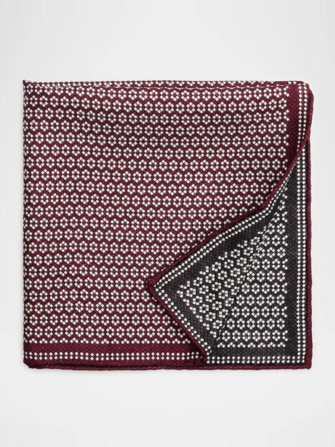 Brunello Cucinelli Men's Micro-Hexagon Silk Pocket Square