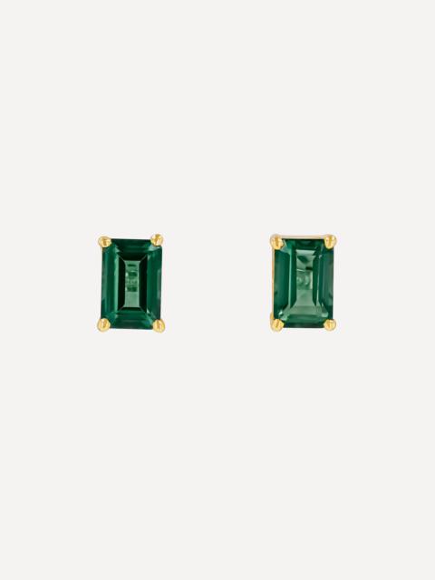 SUZANNE KALAN 14ct Gold Amalfi Emerald Cut Green Envy Topaz Stud Earrings