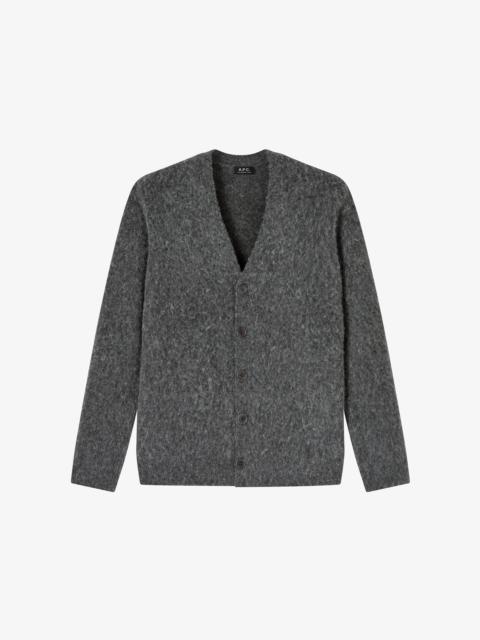 A.P.C. PIERRE CARDIGAN - CHARCOAL GRAY ALPACA WOOL CARDIGAN