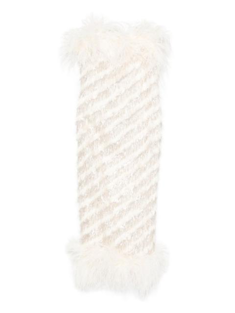 Taller Marmo feather-trim midi dress