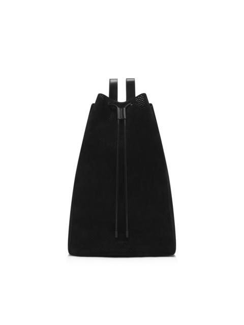 TOM FORD PERFORATED CASHMERE SUEDE T-LINE DRAWSTRING SAC