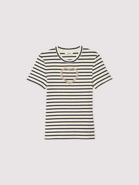 Sandro RHINESTONE HEART T-SHIRT