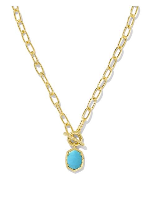 KENDRA SCOTT Daphne Convertible Gold Link and Chain Necklace in Variegated Turquoise Magnesite