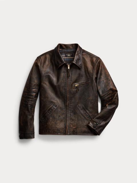 RALPH LAUREN SPORT Gジャン型黒レザージャケット RRL by Ralph Lauren Worn-In Black Denim Trucker Jacket