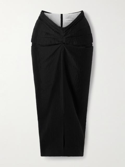 Lanvin Draped Satin-jacquard Midi Skirt