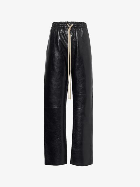 Forum brand-patch straight-leg leather trousers