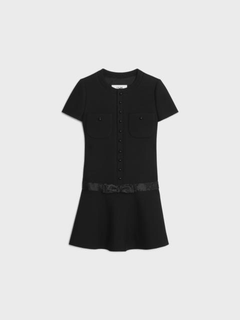 CELINE embroidered Chelsea mini dress in diagonal wool