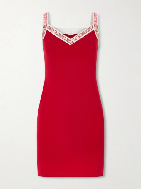 VERSACE Logo-jacquard Cotton-jersey Mini Dress