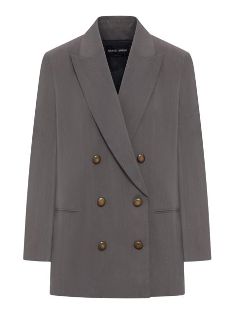 TAILORED DOUBLE-BREASTED SILK BLAZER