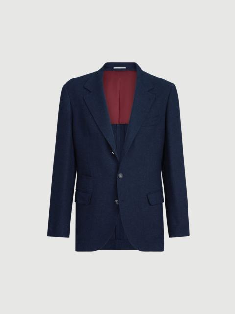 Brunello Cucinelli Silk, linen and wool hopsack deconstructed blazer with metal buttons
