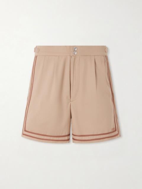 BODE Straight-Leg Pleated Cotton-Twill Shorts