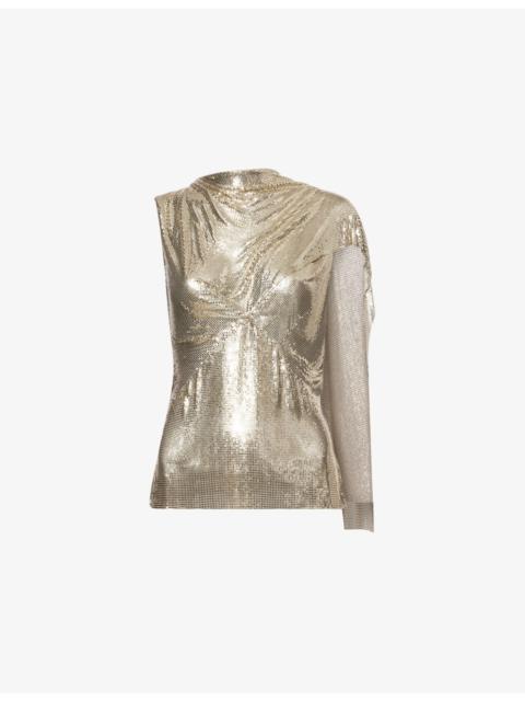 rabanne Haut Draped Chainmail Short-Sleeve Top