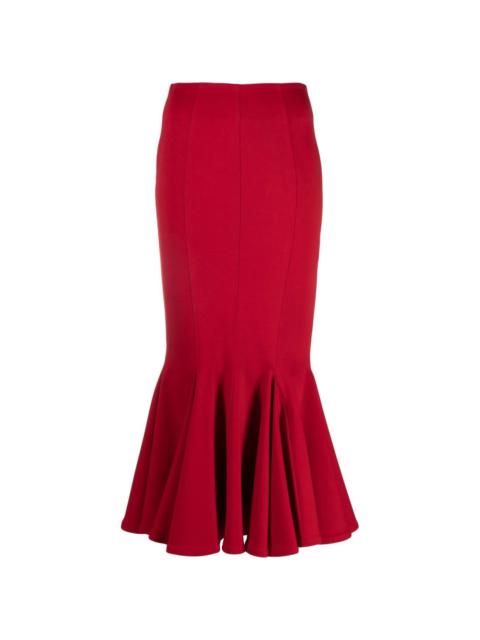 flared hem midi skirt