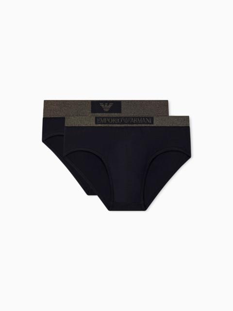 EMPORIO ARMANI TWO-PACK COTTON JERSEY BRIEFS WITH AN ELASTIC WAISTBAND