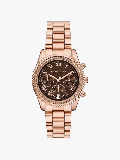 MICHAEL KORS Lexington Pavé Rose Gold-Tone Watch