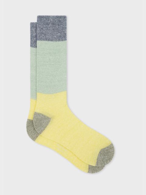 Paul Smith Blue, Green and Yellow Linen-Blend Socks
