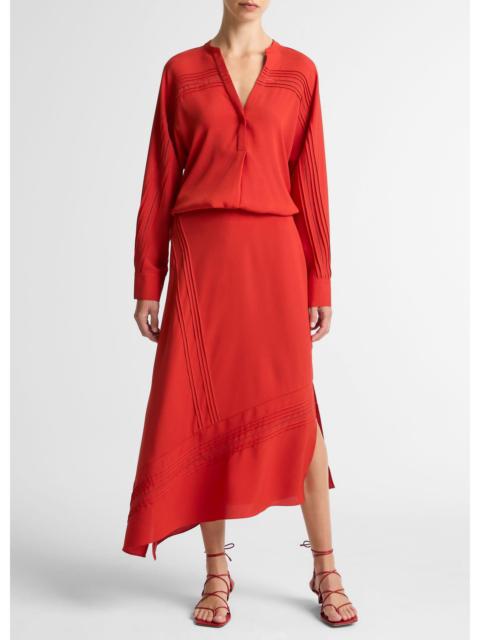 Vince Pintuck Satin Slip Skirt