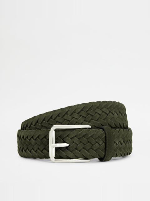 Tod's BELT IN SUEDE - GREEN