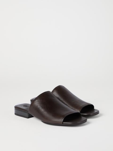 Brunello Cucinelli Riding calfskin mules with monili
