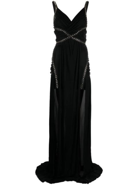 stud-detailed floor-length dress